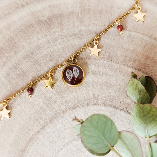 Collana con Catena Decorata e Borsa del Pastore - Oro