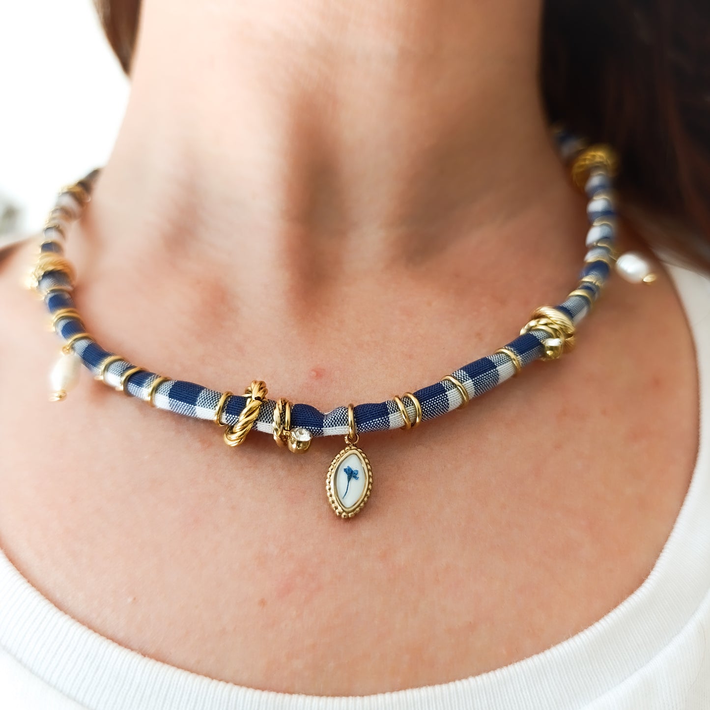 Collana Bandana Scacchi blu