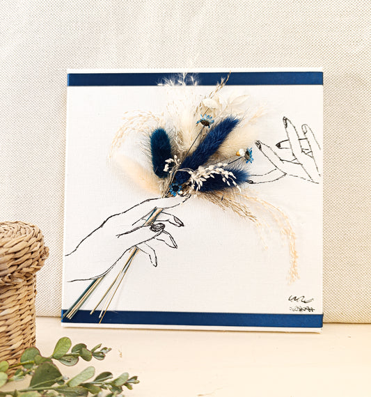 Quadretto Artistico con Fiori Secchi Blu