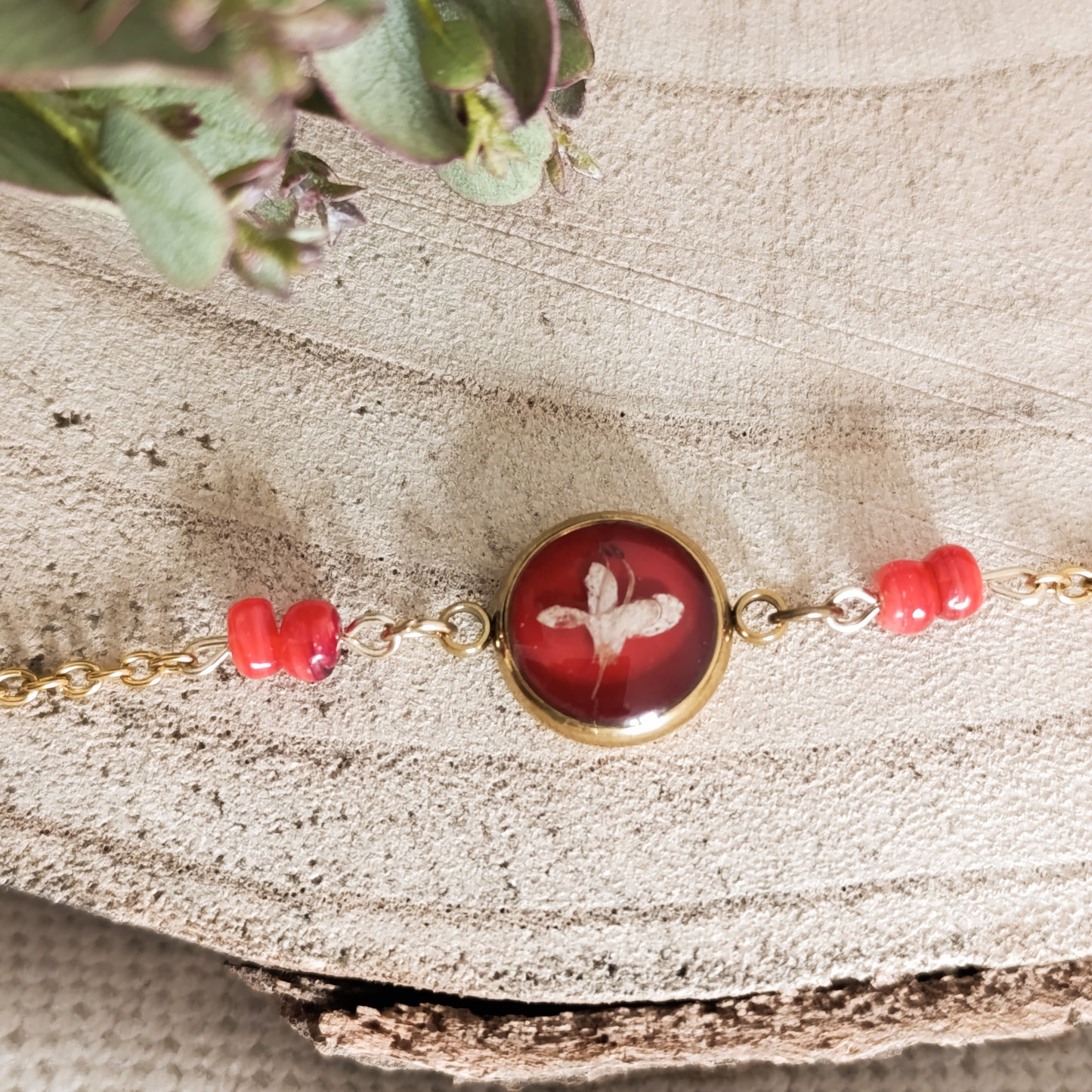 Bracciale color Oro con Ligustro e Perline shell
