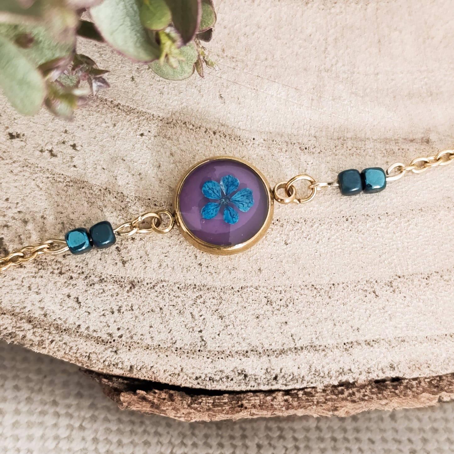 Bracciale color Oro con Spirea e Ematite