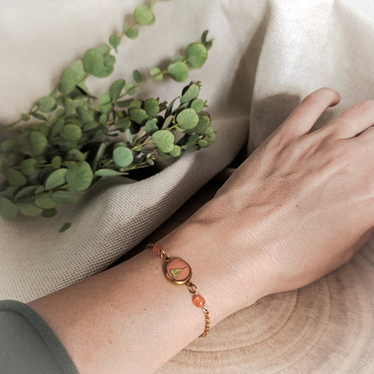 Bracciale color Oro con Borsa del pastore e Agata