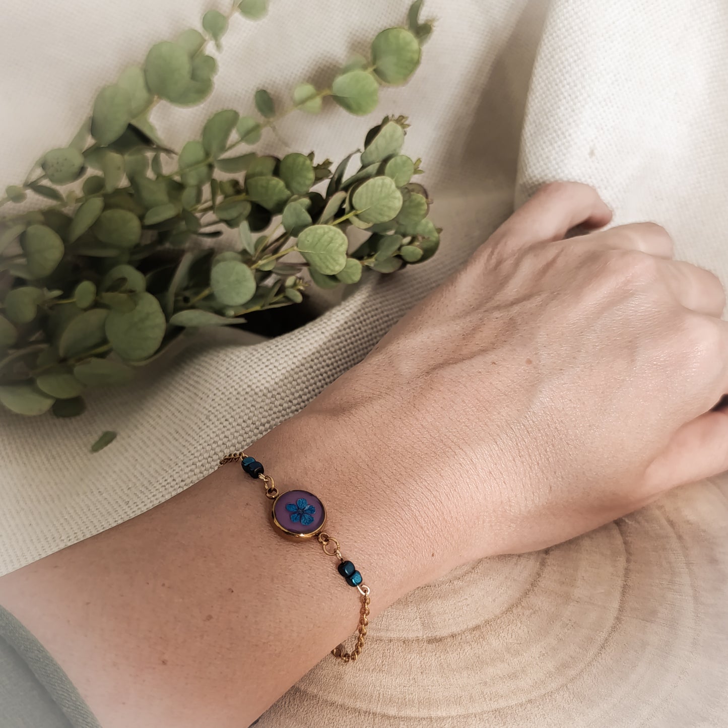 Bracciale color Oro con Spirea e Ematite