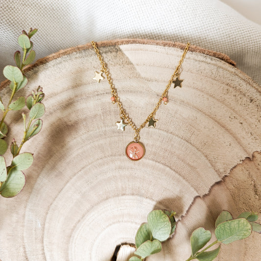 Collana con Catena Decorata e Fiore di Ligustro - Oro