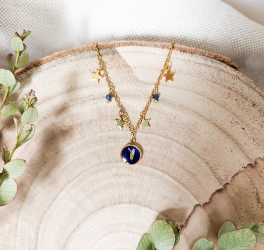 Collana con Catena Decorata e Fiore Selvatico - Oro