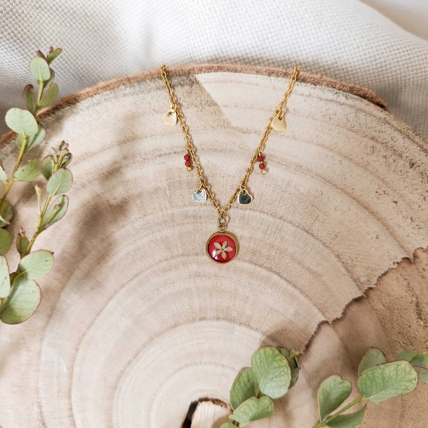 Collana con Catena Decorata e Fitolacca- oro