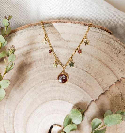 Collana con Catena Decorata e Borsa del Pastore - Oro