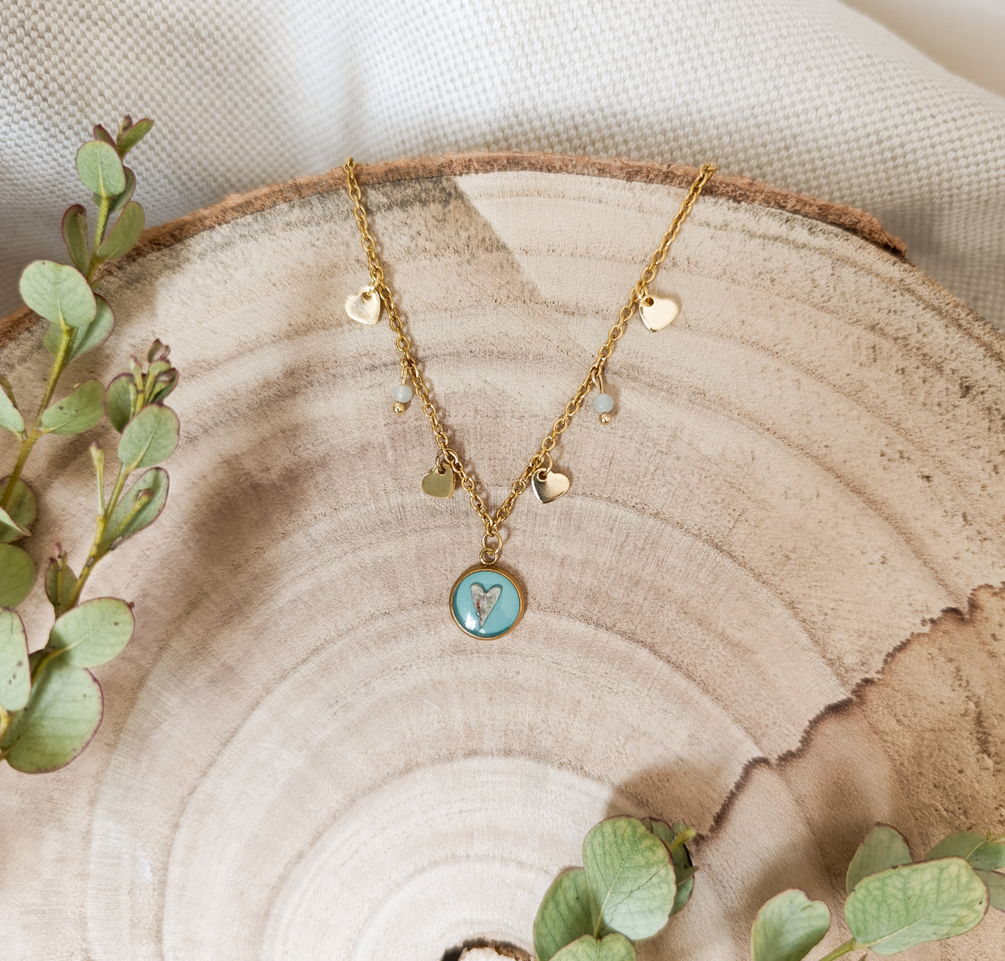 Collana con Catena Decorata  e Borsa del Pastore - Oro