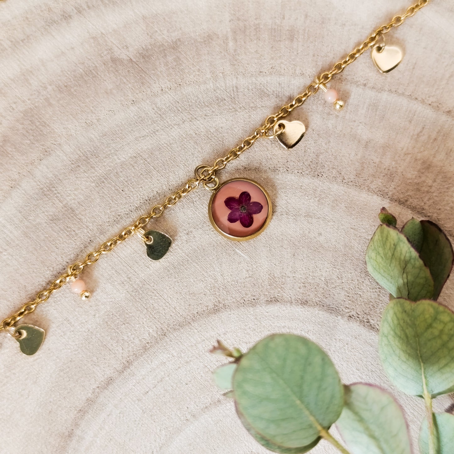 Collana con Catena Decorata e Fitolacca- oro