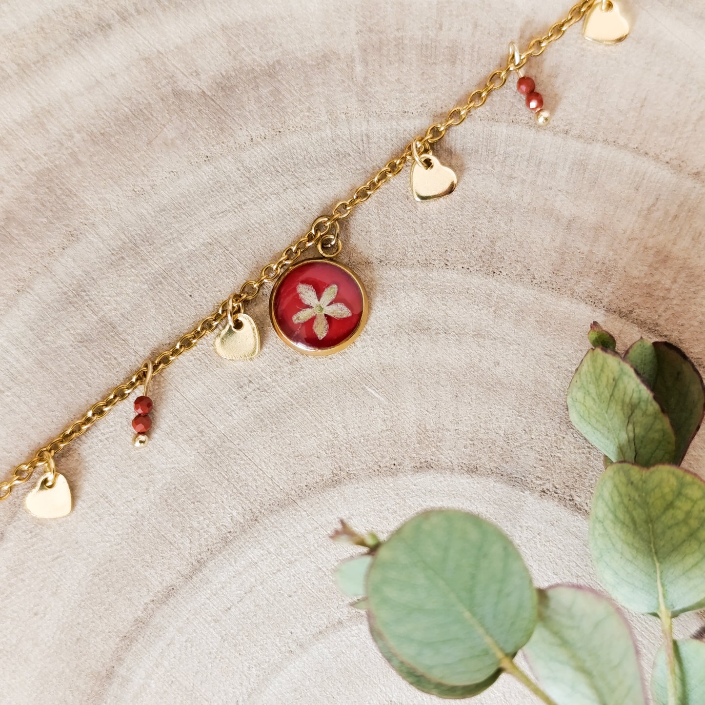 Collana con Catena Decorata e Fitolacca- oro