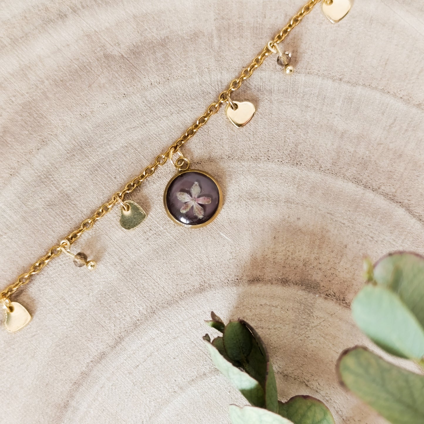 Collana con Catena Decorata e Fitolacca- oro