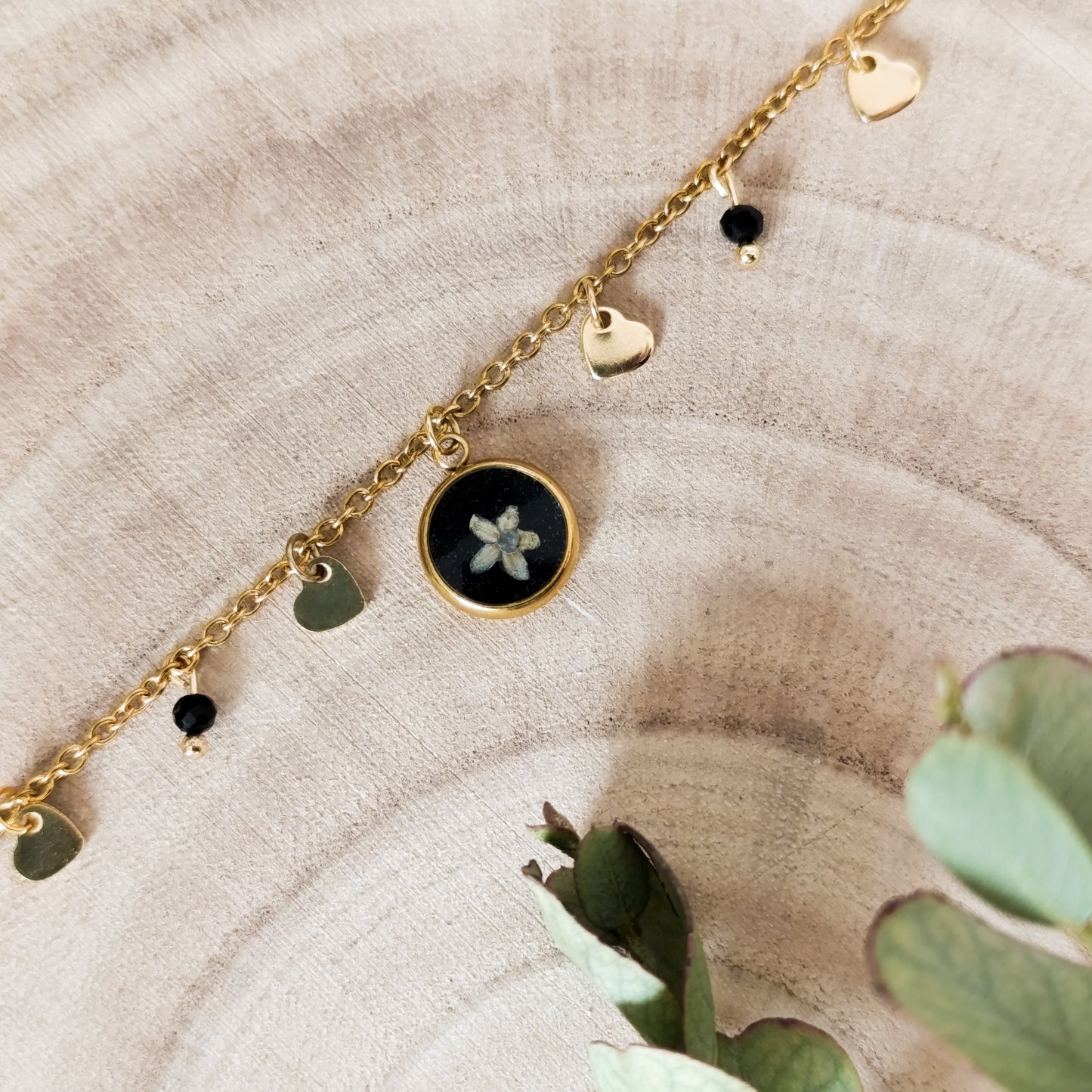 Collana con Catena Decorata e Fitolacca- oro