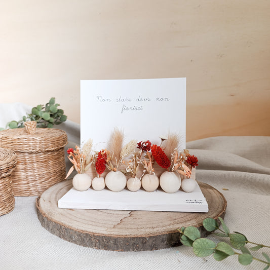 Porta Foto e Frase con Fiori Secchi Rossi