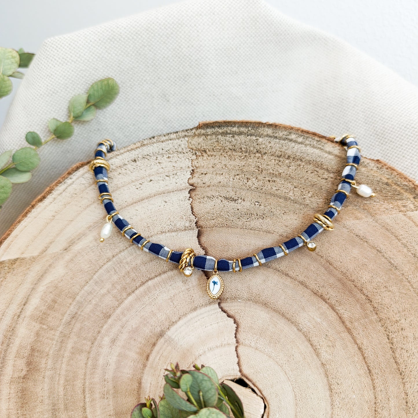 Collana Bandana Scacchi blu