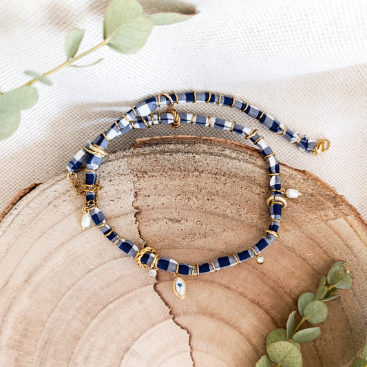 Collana Bandana Scacchi blu