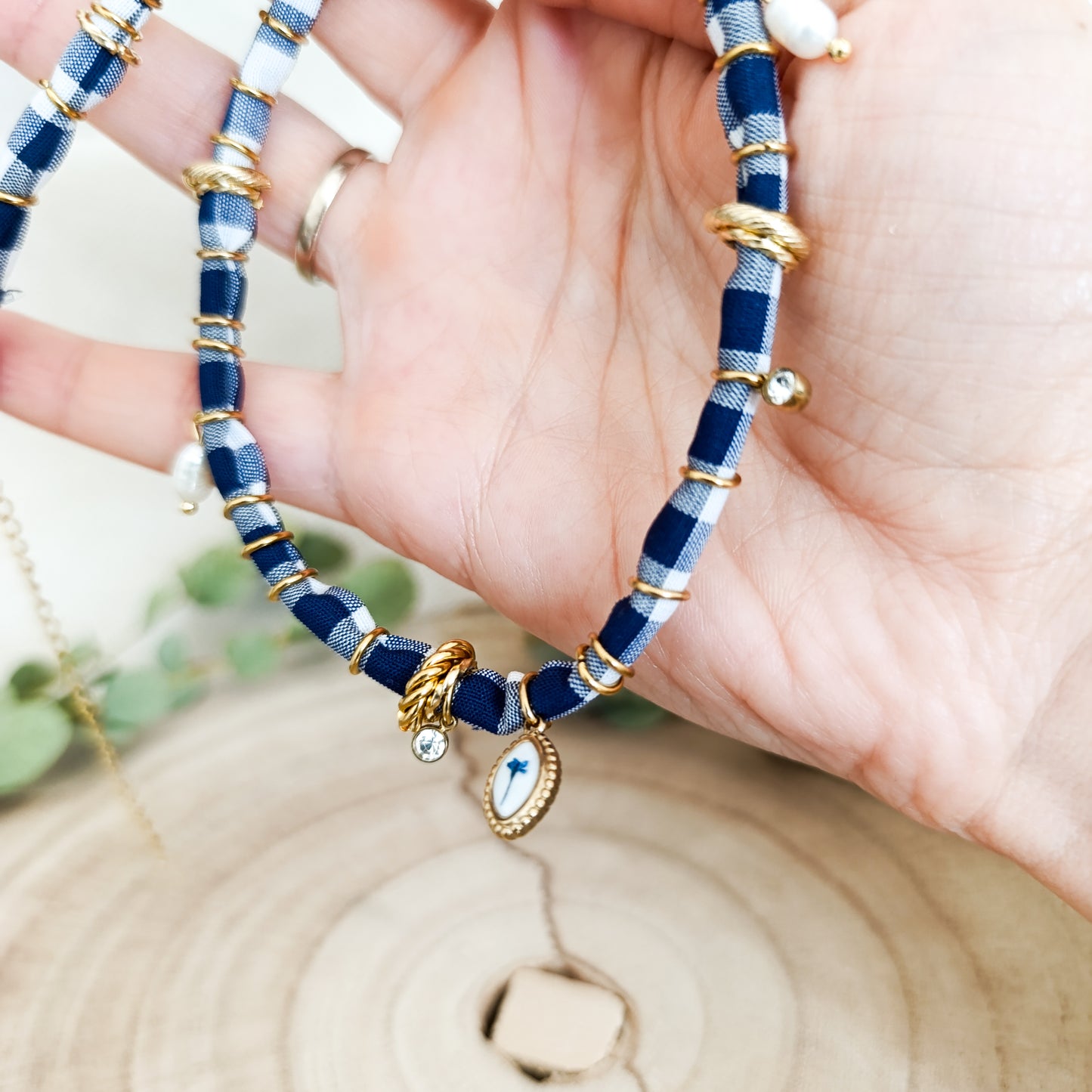Collana Bandana Scacchi blu