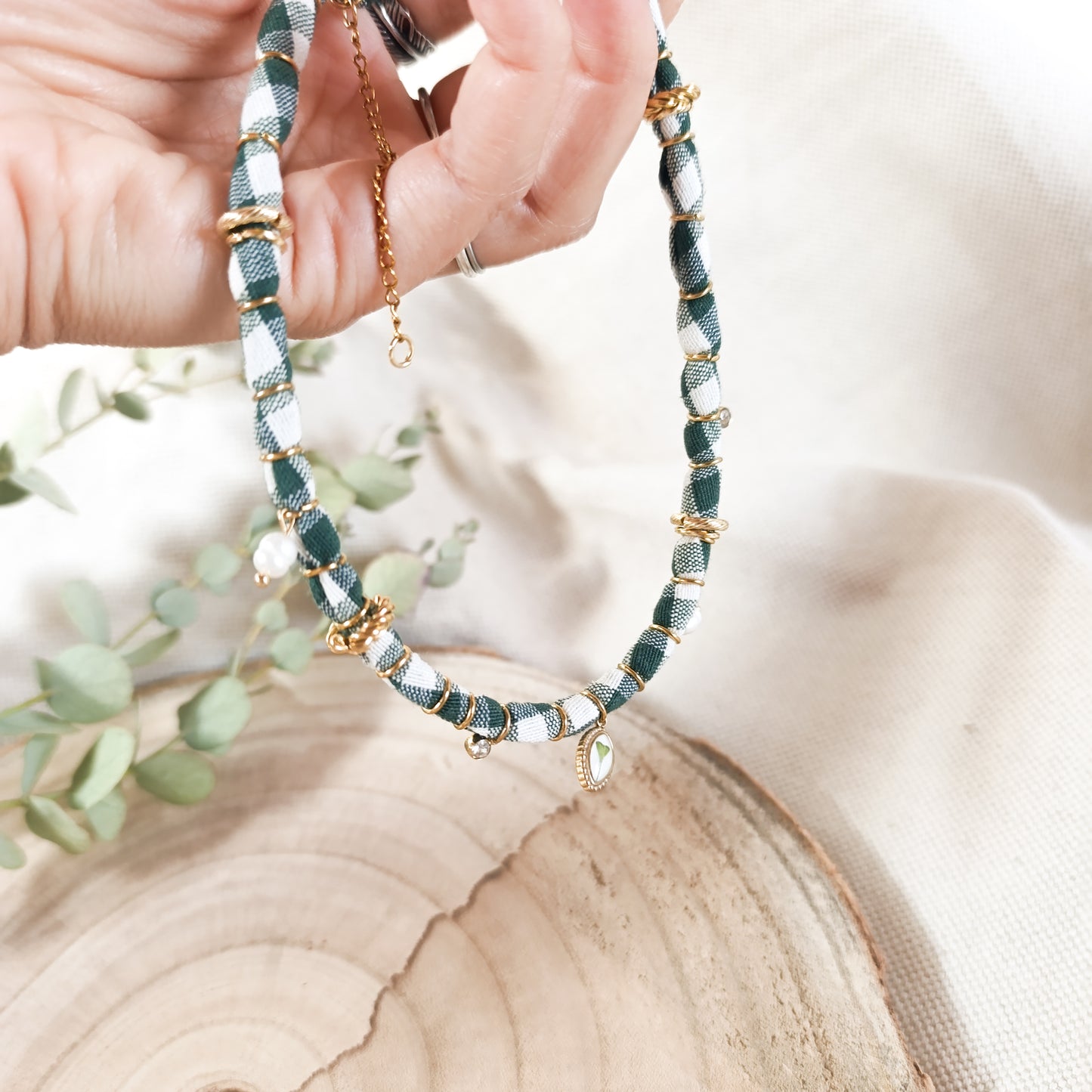 Collana Bandana Scacchi Verde