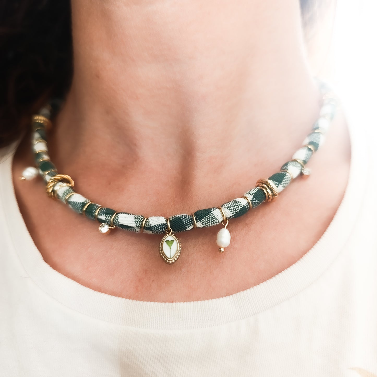 Collana Bandana Scacchi Verde